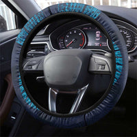 Fiji Coat of Arms Traditional Dashiki Steering Wheel Cover Tapa Art and Palm Leaves Pattern Dark Navy Color LT03 - Polynesian Pride