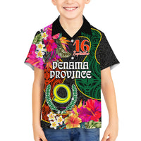 Penama Day Family Matching Off Shoulder Long Sleeve Dress and Hawaiian Shirt 16th September Polynesian Pattern with Pacific Flower LT03 Son's Shirt Black - Polynesian Pride