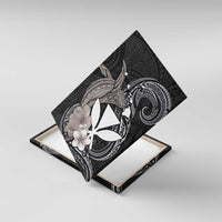 Hawaiian Whale and Kanaka Maoli Symbol Canvas Wall Art Hibiscus with Hawaii Map and Polynesian Tattoo Grayscale Color LT03 With Frame Black - Polynesian Pride