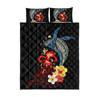 Hawaiian Whale and Volcanic Eruption Quilt Bed Set Hibiscus and Kakau Pattern LT03 - Polynesian Pride
