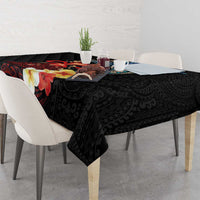 Hawaiian Whale and Volcanic Eruption Tablecloth Hibiscus and Kakau Pattern LT03 - Polynesian Pride