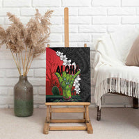 Hawaiian Halloween Canvas Wall Art Horror Shaka Hand with Plumeria and Polynesian Tattoo Blood Color LT03 - Polynesian Pride