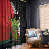 Hawaiian Halloween Window Curtain Horror Shaka Hand with Plumeria and Polynesian Tattoo Blood Color LT03 - Polynesian Pride