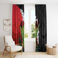 Hawaiian Halloween Window Curtain Horror Shaka Hand with Plumeria and Polynesian Tattoo Blood Color LT03 - Polynesian Pride