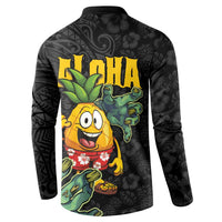 Hawaiian Halloween Button Sweatshirt Aloha Pinapple with Mysterious Hands and Polynesian Tribal Tattoo