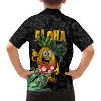 Hawaiian Halloween Kid Hawaiian Shirt Aloha Pinapple with Mysterious Hands and Polynesian Tribal Tattoo
