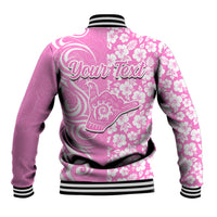 Custom Hawaii Kauai Island Baseball Jacket Hibiscus Pattern Seamless Tribal Simple Pink LT03 - Polynesian Pride