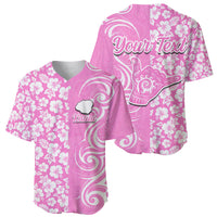 Custom Hawaii Kauai Island Baseball Jersey Hibiscus Pattern Seamless Tribal Simple Pink LT03 - Polynesian Pride