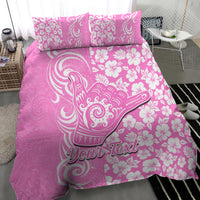 Custom Hawaii Kauai Island Bedding Set Hibiscus Pattern Seamless Tribal Simple Pink LT03 - Polynesian Pride