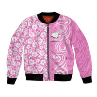 Custom Hawaii Kauai Island Bomber Jacket Hibiscus Pattern Seamless Tribal Simple Pink LT03 Unisex Pink - Polynesian Pride