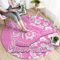 Custom Hawaii Kauai Island Round Carpet Hibiscus Pattern Seamless Tribal Simple Pink LT03 - Polynesian Pride