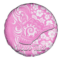 Custom Hawaii Kauai Island Spare Tire Cover Hibiscus Pattern Seamless Tribal Simple Pink LT03 - Polynesian Pride