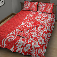 Hawaii Kauai Island Quilt Bed Set Hibiscus Pattern Seamless Tribal Simple Red LT03 - Polynesian Pride