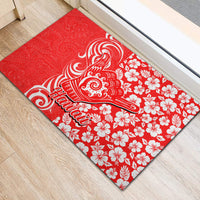 Hawaii Kauai Island Rubber Doormat Hibiscus Pattern Seamless Tribal Simple Red LT03 - Polynesian Pride