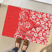 Hawaii Kauai Island Rubber Doormat Hibiscus Pattern Seamless Tribal Simple Red LT03 - Polynesian Pride