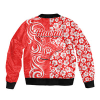 Hawaii Kauai Island Sleeve Zip Bomber Jacket Hibiscus Pattern Seamless Tribal Simple Red LT03 - Polynesian Pride