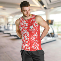 Custom Hawaii Kauai Island Men Tank Top Hibiscus Pattern Seamless Tribal Simple Red LT03 - Polynesian Pride