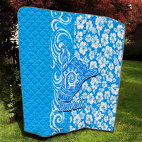 Hawaii Kauai Island Quilt Hibiscus Pattern Seamless Tribal Simple Blue LT03 - Polynesian Pride