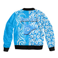 Custom Hawaii Kauai Island Bomber Jacket Hibiscus Pattern Seamless Tribal Simple Blue LT03 - Polynesian Pride