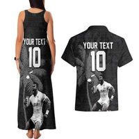 Custom Fiji Rugby Pacific Champions 2024 Couples Matching Tank Maxi Dress and Hawaiian Shirt Anniversary 7 Titles - Fijians Rugby and Tapa Hibiscus Black Art