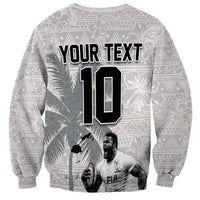 Custom Fiji Rugby Pacific Champions 2024 Sweatshirt Anniversary 7 Titles - Fijians Rugby and Tapa Hibiscus White Art