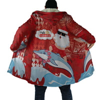 Hawaiian Mele Kalikimaka Cloak Funny Santa Riding Lei Dolphin with Kakau Tattoos - Polynesian Pride