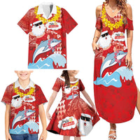 Hawaiian Mele Kalikimaka Family Matching Summer Maxi Dress and Hawaiian Shirt Funny Santa Riding Lei Dolphin with Kakau Tattoos - Polynesian Pride