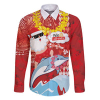 Hawaiian Mele Kalikimaka Family Matching Summer Maxi Dress and Hawaiian Shirt Funny Santa Riding Lei Dolphin with Kakau Tattoos - Polynesian Pride
