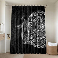 Hawaiian Whales Polynesian Art Motifs Bathroom Set Black Color - Polynesian Pride