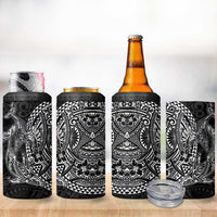Hawaiian Whales Polynesian Art Motifs 4 in 1 Can Cooler Tumbler Black Color - Polynesian Pride