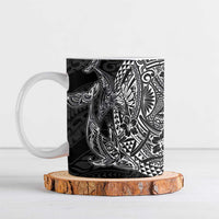 Hawaiian Whales Polynesian Art Motifs Ceramic Mug Black Color - Polynesian Pride