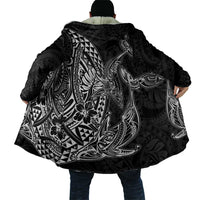 Hawaiian Whales Polynesian Art Motifs Cloak Black Color - Polynesian Pride