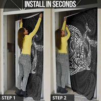 Hawaiian Whales Polynesian Art Motifs Door Cover Black Color - Polynesian Pride