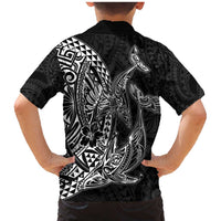 Hawaiian Whales Polynesian Art Motifs Family Matching Mermaid Dress and Hawaiian Shirt Black Color - Polynesian Pride