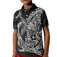 Hawaiian Whales Polynesian Art Motifs Kid Polo Shirt Black Color - Polynesian Pride