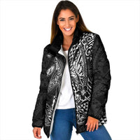 Hawaiian Whales Polynesian Art Motifs Padded Jacket Black Color - Polynesian Pride