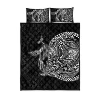 Hawaiian Whales Polynesian Art Motifs Quilt Bed Set Black Color - Polynesian Pride