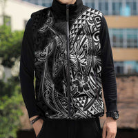 Hawaiian Whales Polynesian Art Motifs Sleeveless Puffer Jacket Black Color - Polynesian Pride