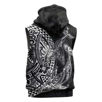 Hawaiian Whales Polynesian Art Motifs Sleeveless Zip Hoodie Black Color - Polynesian Pride