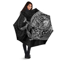 Hawaiian Whales Polynesian Art Motifs Umbrella Black Color - Polynesian Pride