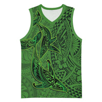 Hawaiian Whales Polynesian Art Motifs Basketball Jersey Green Color - Polynesian Pride