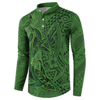 Hawaiian Whales Polynesian Art Motifs Button Sweatshirt Green Color - Polynesian Pride