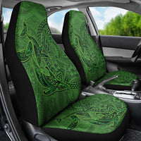 Hawaiian Whales Polynesian Art Motifs Car Seat Cover Green Color - Polynesian Pride