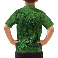 Hawaiian Whales Polynesian Art Motifs Family Matching Tank Maxi Dress and Hawaiian Shirt Green Color - Polynesian Pride