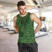 Hawaiian Whales Polynesian Art Motifs Men Tank Top Green Color - Polynesian Pride