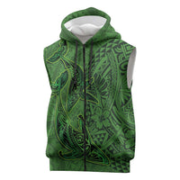 Hawaiian Whales Polynesian Art Motifs Sleeveless Zip Hoodie Green Color LT03 Green - Polynesian Pride