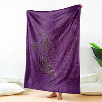 Hawaiian Whales Polynesian Art Motifs Blanket Purple Color - Polynesian Pride
