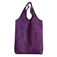 Hawaiian Whales Polynesian Art Motifs Grocery Bag Purple Color - Polynesian Pride
