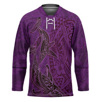 Hawaiian Whales Polynesian Art Motifs Hockey Jersey Purple Color LT03 Unisex Purple - Polynesian Pride