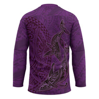 Hawaiian Whales Polynesian Art Motifs Hockey Jersey Purple Color LT03 - Polynesian Pride
